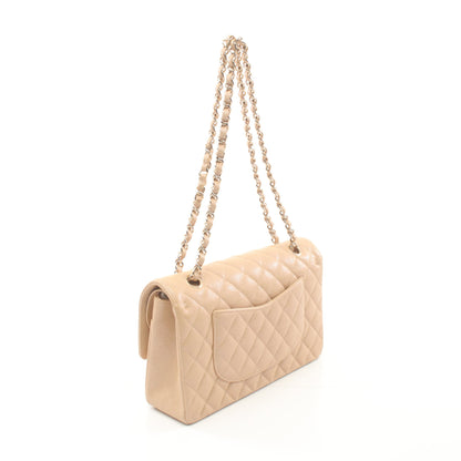 マトラッセ Wフラップ Wチェーンショルダーバッグ キャビアスキン ベージュ ゴールド金具 シャネル バッグ CHANEL