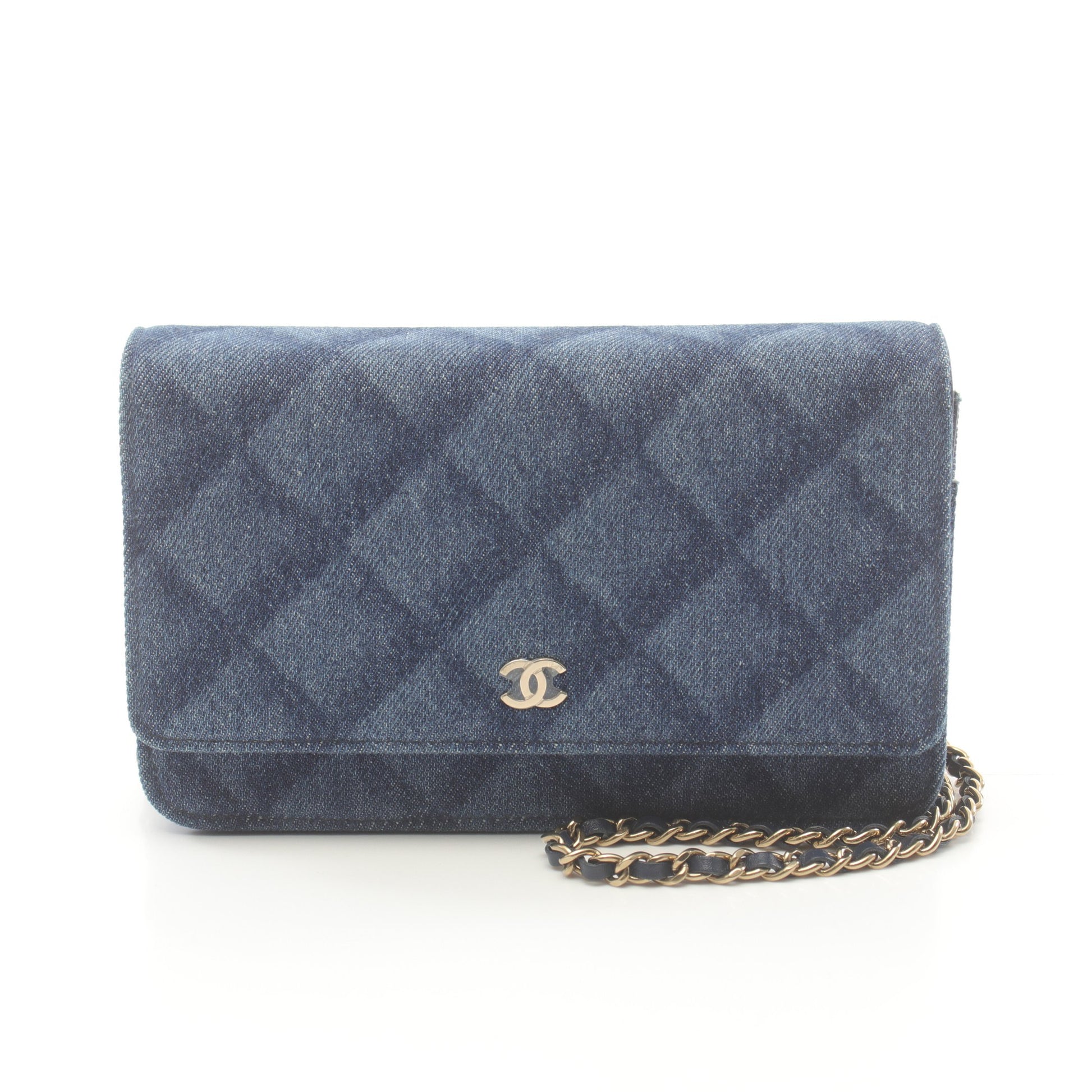マトラッセ チェーンウォレット デニム インディゴブルー ゴールド金具 シャネル バッグ CHANEL