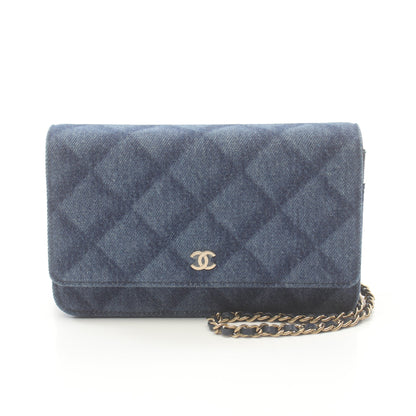 マトラッセ チェーンウォレット デニム インディゴブルー ゴールド金具 シャネル バッグ CHANEL