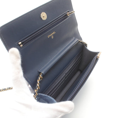 マトラッセ チェーンウォレット デニム インディゴブルー ゴールド金具 シャネル バッグ CHANEL