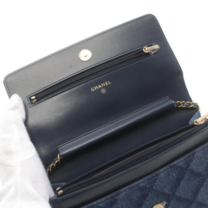 マトラッセ チェーンウォレット デニム インディゴブルー ゴールド金具 シャネル バッグ CHANEL