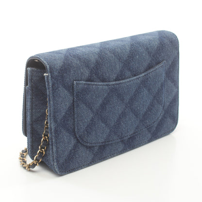 マトラッセ チェーンウォレット デニム インディゴブルー ゴールド金具 シャネル バッグ CHANEL