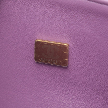 マトラッセ Wフラップ Wチェーンショルダーバッグ キャビアスキン パープル ゴールド金具 シャネル バッグ CHANEL