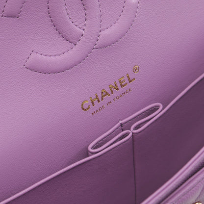 マトラッセ Wフラップ Wチェーンショルダーバッグ キャビアスキン パープル ゴールド金具 シャネル バッグ CHANEL