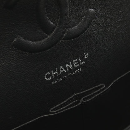 シェブロン Vステッチ Wフラップ Wチェーンショルダーバッグ キャビアスキン ブラック シルバー金具 シャネル バッグ CHANEL