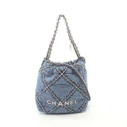 CHANEL 22 ミニ チェーンショルダーバッグ デニム インディゴブルー シルバー金具 シャネル バッグ CHANEL