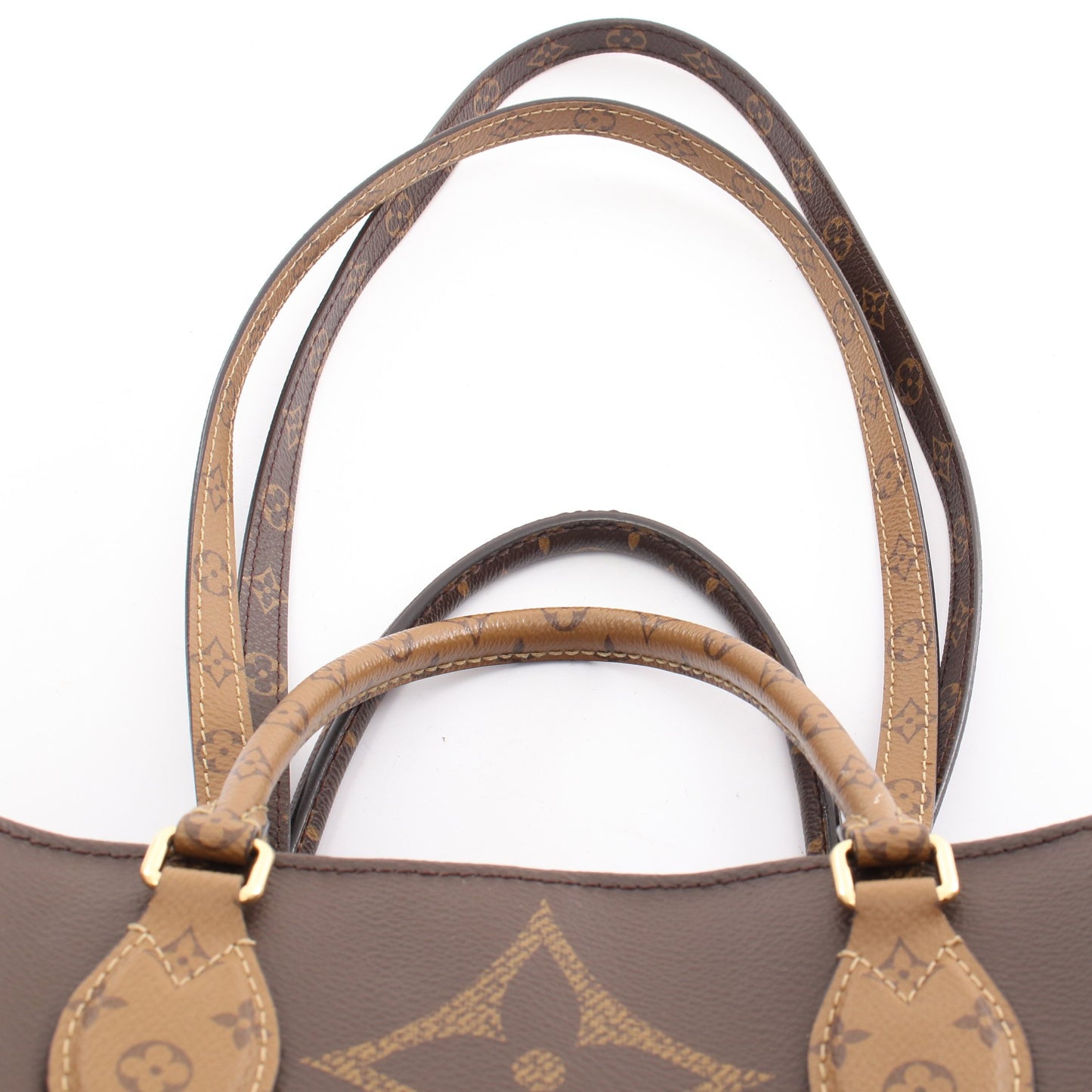 オンザゴーGM モノグラムジャイアント リバース ショルダーバッグ トートバッグ PVC ブラウン ベージュ 2WAY ルイヴィトン バッグ LOUIS VUITTON