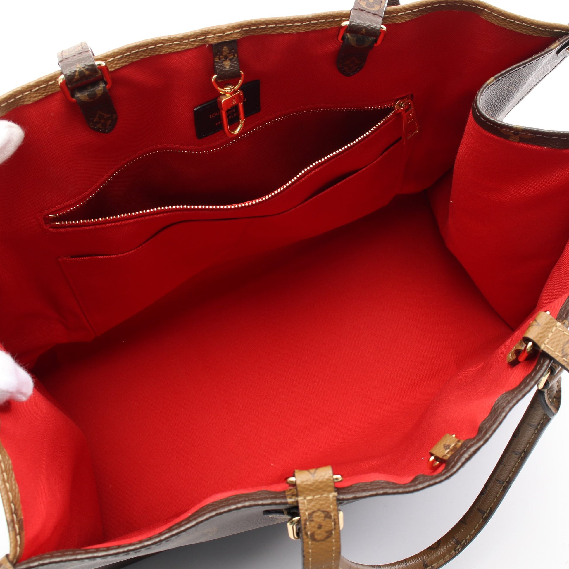 オンザゴーGM モノグラムジャイアント リバース ショルダーバッグ トートバッグ PVC ブラウン ベージュ 2WAY ルイヴィトン バッグ LOUIS VUITTON