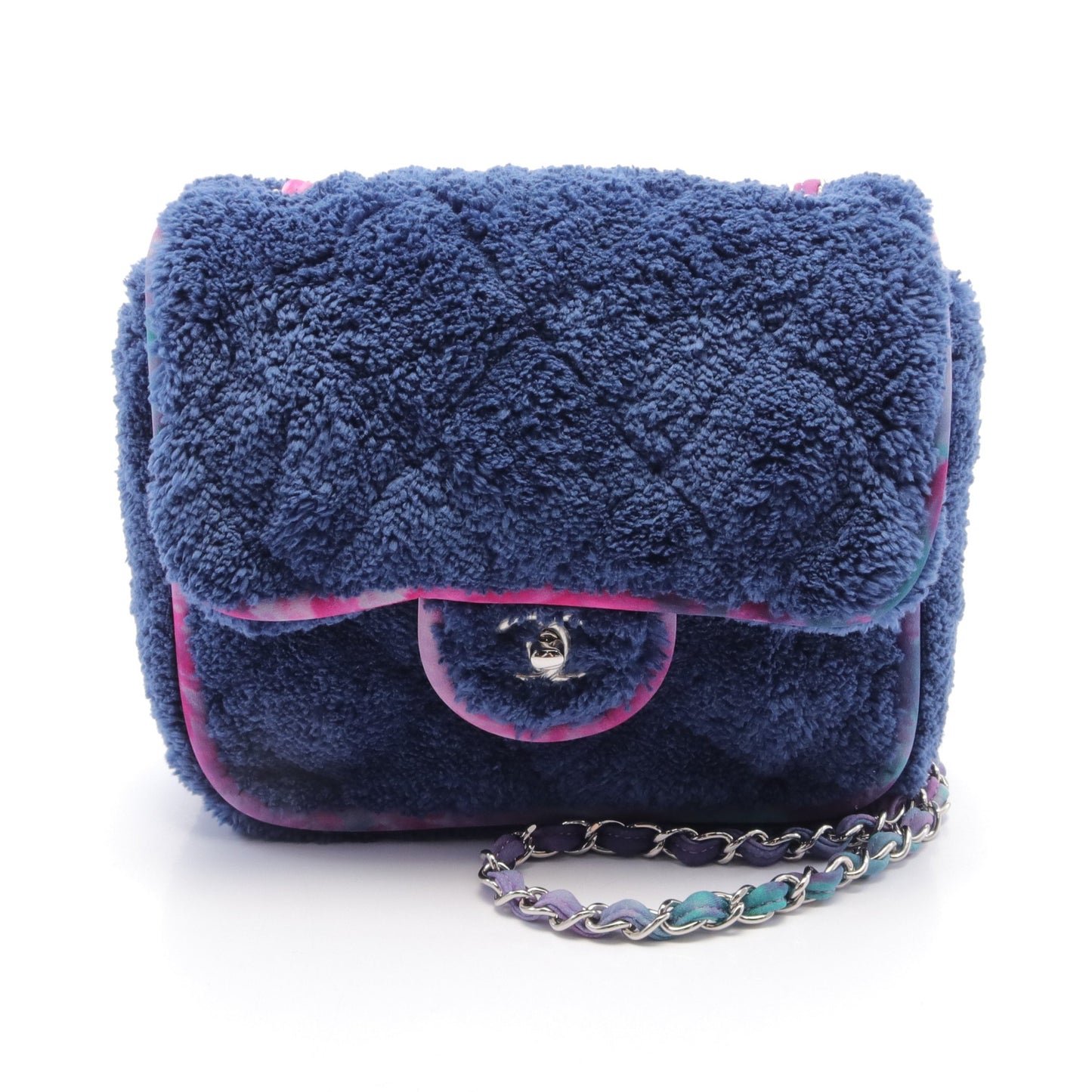 マトラッセ ミックスファイバー チェーンショルダーバッグ ボア ネイビー マルチカラー シルバー金具 シャネル バッグ CHANEL