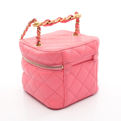 マトラッセ バニティバッグ チェーンショルダーバッグ ラムスキン ピンク ゴールド金具 2WAY シャネル バッグ CHANEL