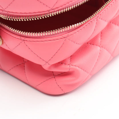 マトラッセ バニティバッグ チェーンショルダーバッグ ラムスキン ピンク ゴールド金具 2WAY シャネル バッグ CHANEL