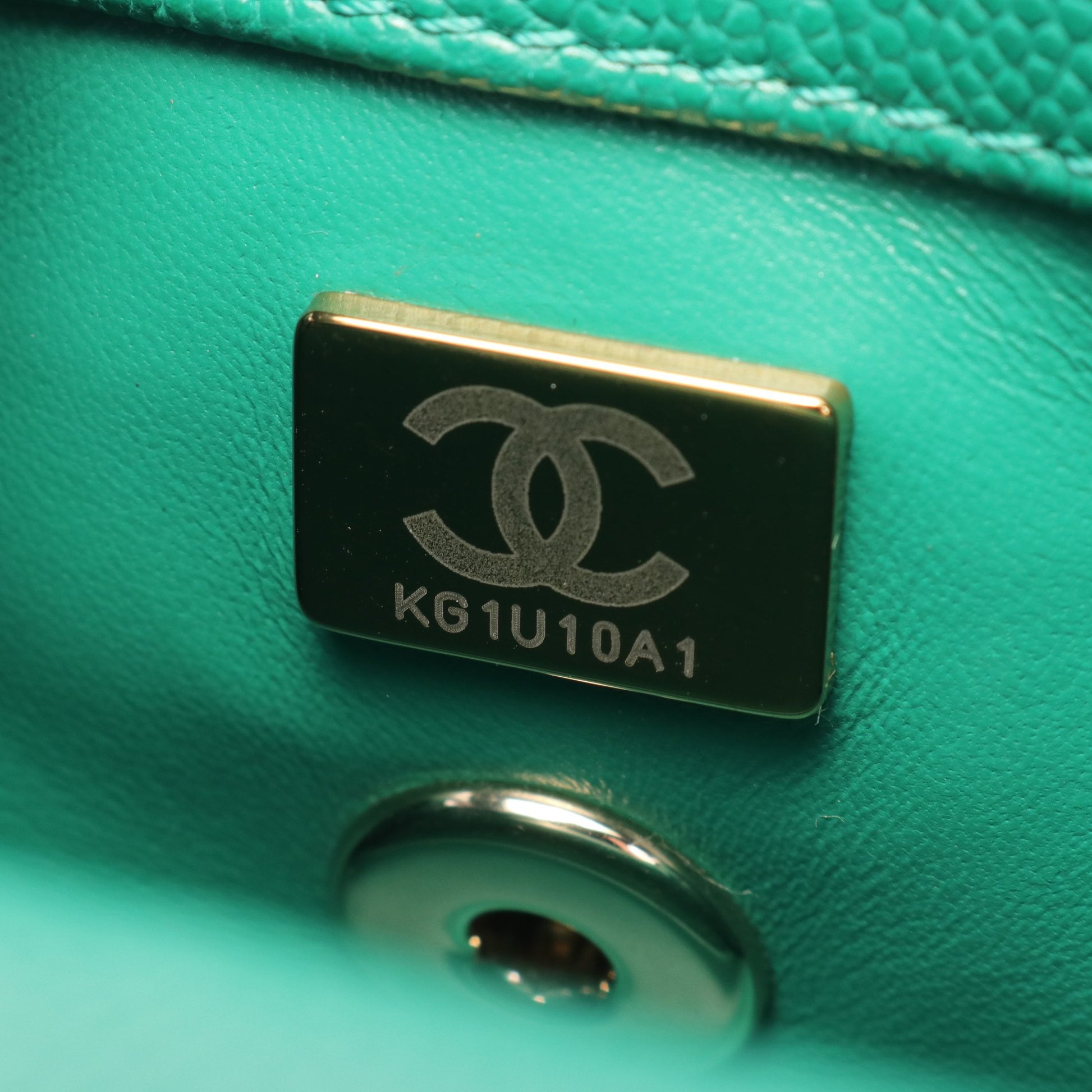 ココハンドルXXS トップハンドル ハンドバッグ キャビアスキン グリーン ゴールド金具 シャネル バッグ CHANEL