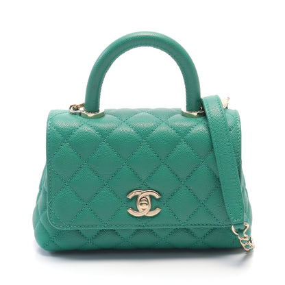 ココハンドルXXS トップハンドル ハンドバッグ キャビアスキン グリーン ゴールド金具 シャネル バッグ CHANEL