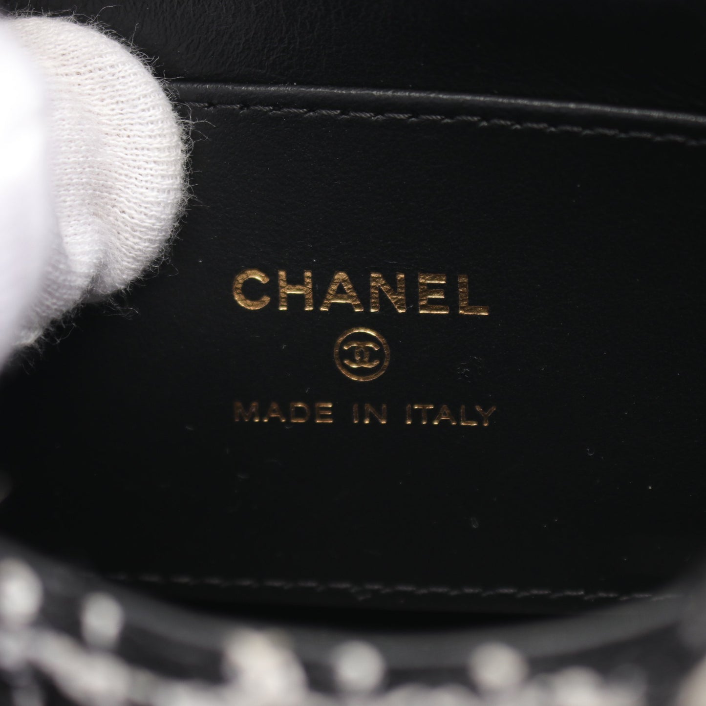 マトラッセ チェーン クラッチバッグ ツイード ブラック ホワイト ゴールド金具 2WAY シャネル バッグ CHANEL