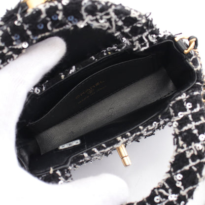 マトラッセ チェーン クラッチバッグ ツイード ブラック ホワイト ゴールド金具 2WAY シャネル バッグ CHANEL