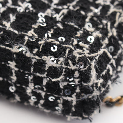 マトラッセ チェーン クラッチバッグ ツイード ブラック ホワイト ゴールド金具 2WAY シャネル バッグ CHANEL