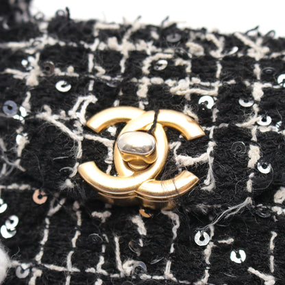 マトラッセ チェーン クラッチバッグ ツイード ブラック ホワイト ゴールド金具 2WAY シャネル バッグ CHANEL
