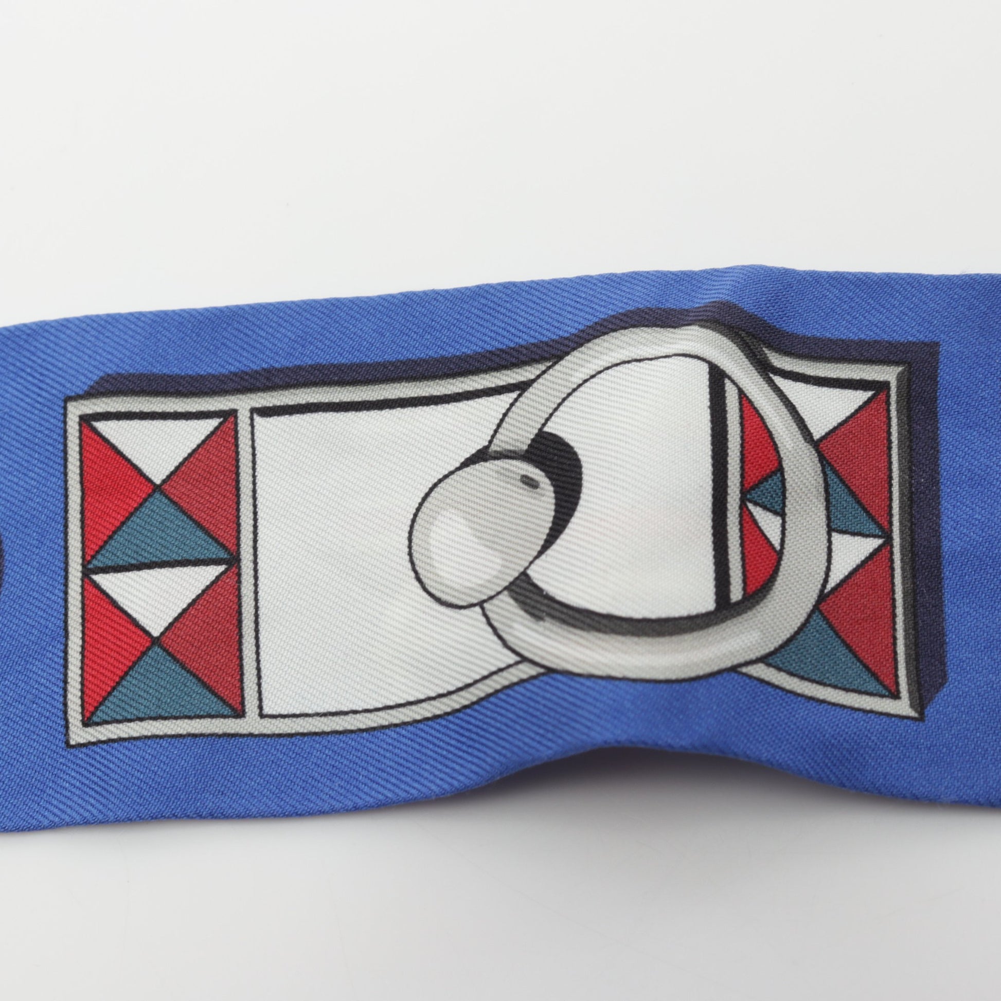 ツイリー Carr en Boucles リボン スカーフ シルク ブルー マルチ  