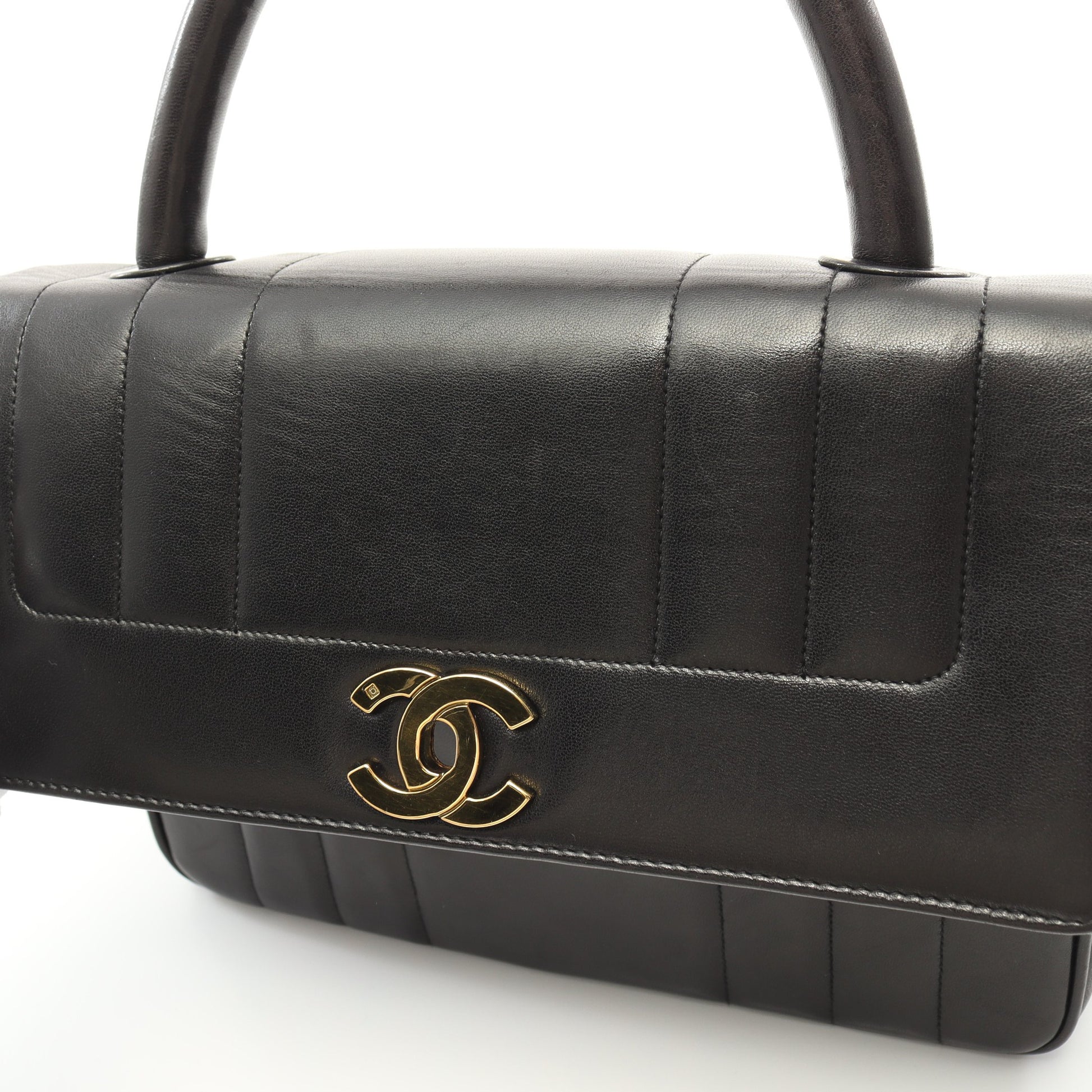 マドモアゼル ハンドバッグ ラムスキン ブラック ゴールド金具 シャネル バッグ CHANEL