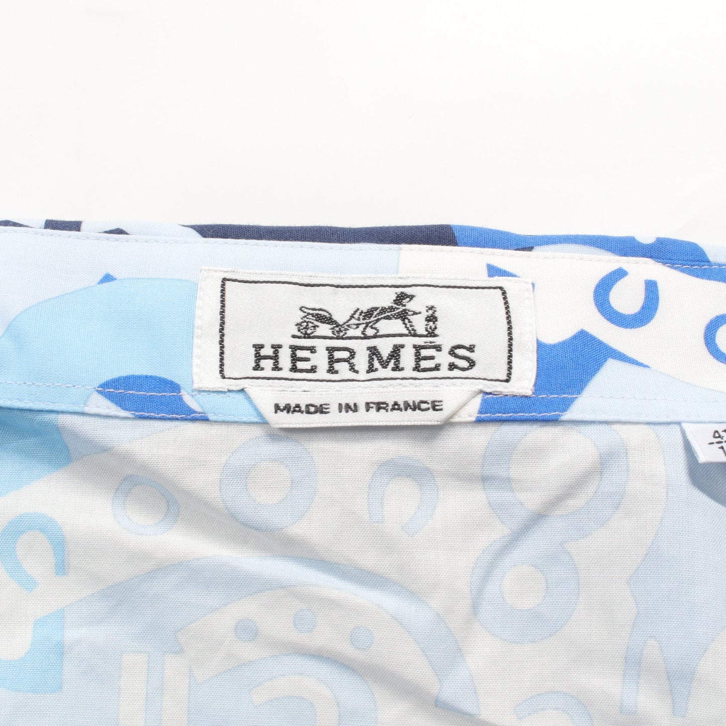 ハローミスターファリエール シャツ 長袖 総柄 コットン ブルー エルメス トップス HERMES