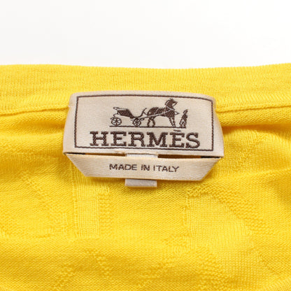 ニット クルーネック フラワー ウール イエロー エルメス トップス HERMES