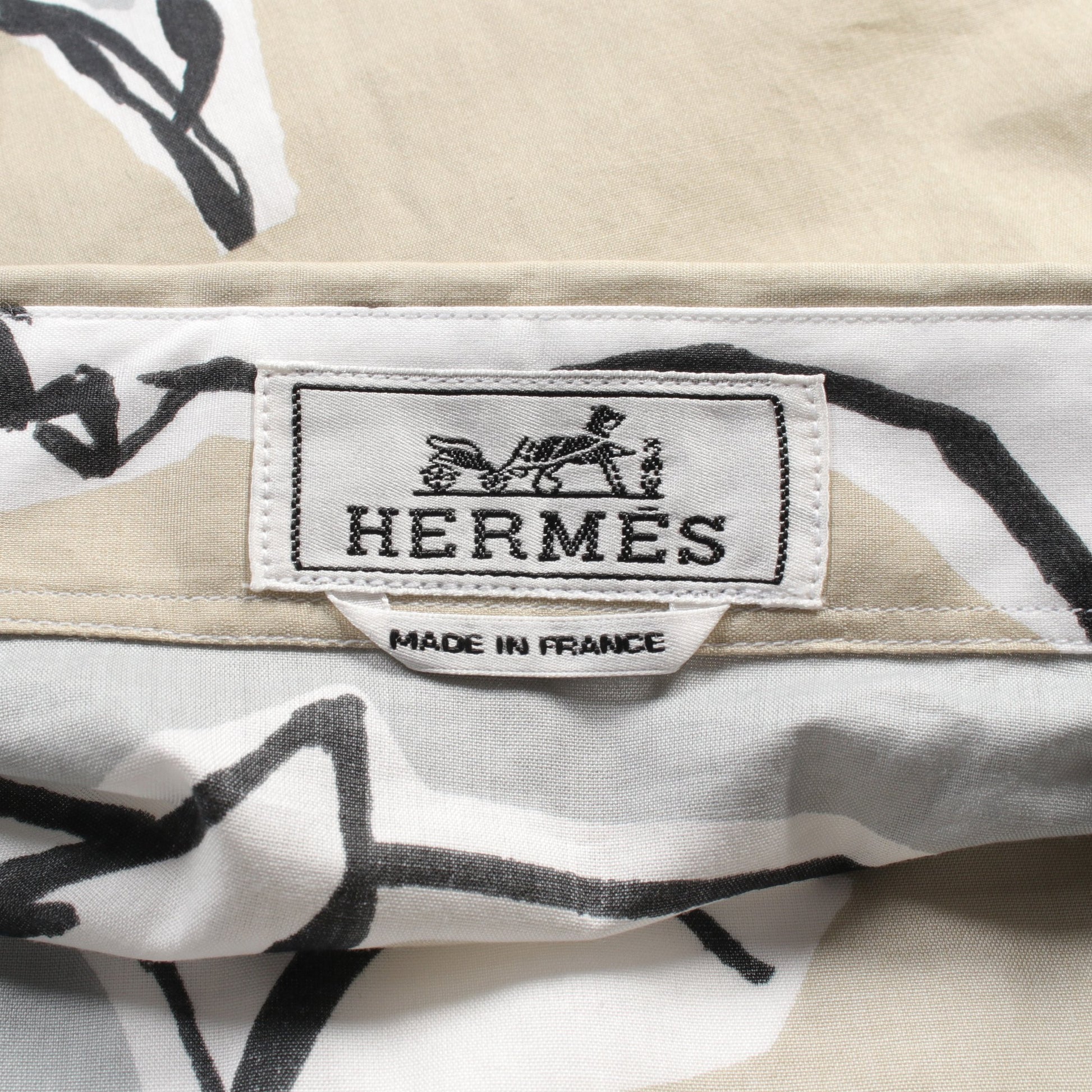 シャツ 長袖 ホースプリント コットン ライトイエロー グレー エルメス トップス HERMES