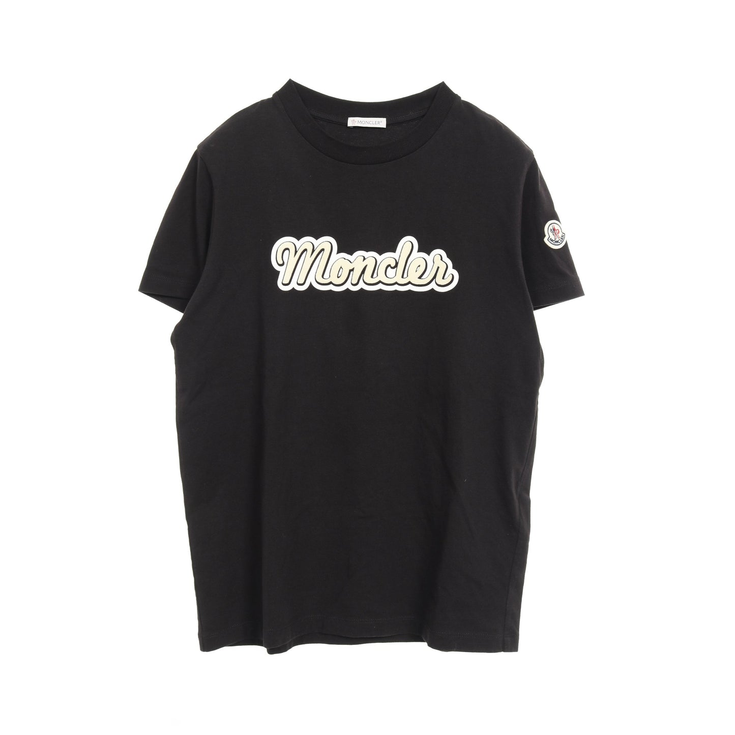 フロッキーレタリングロゴ Tシャツ コットン ブラック モンクレール トップス MONCLER