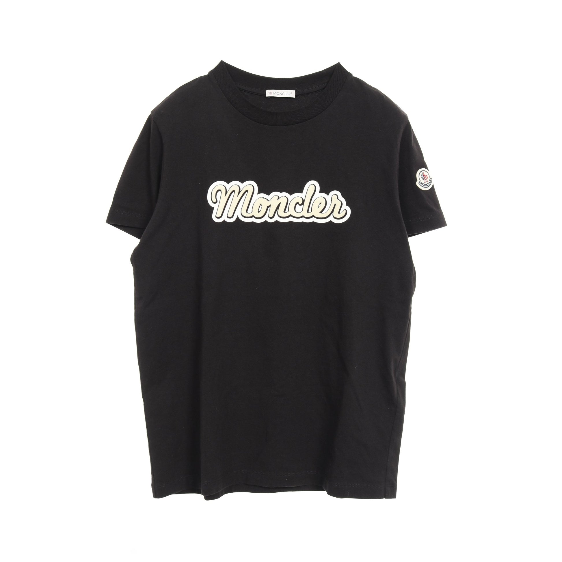 フロッキーレタリングロゴ Tシャツ コットン ブラック モンクレール トップス MONCLER