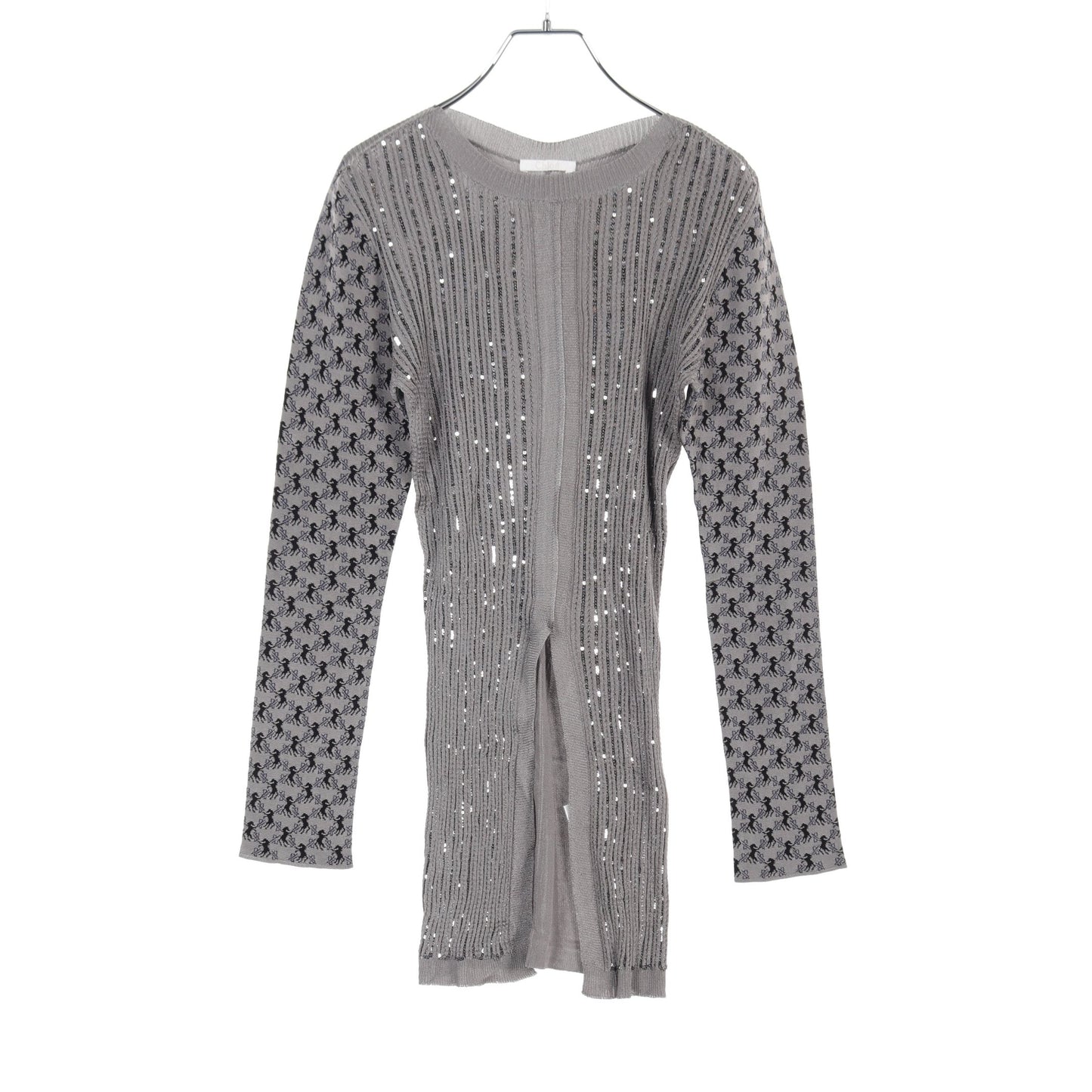ロング ニット 馬柄 グレー ブラック ネイビー スパンコール クロエ トップス Chloe