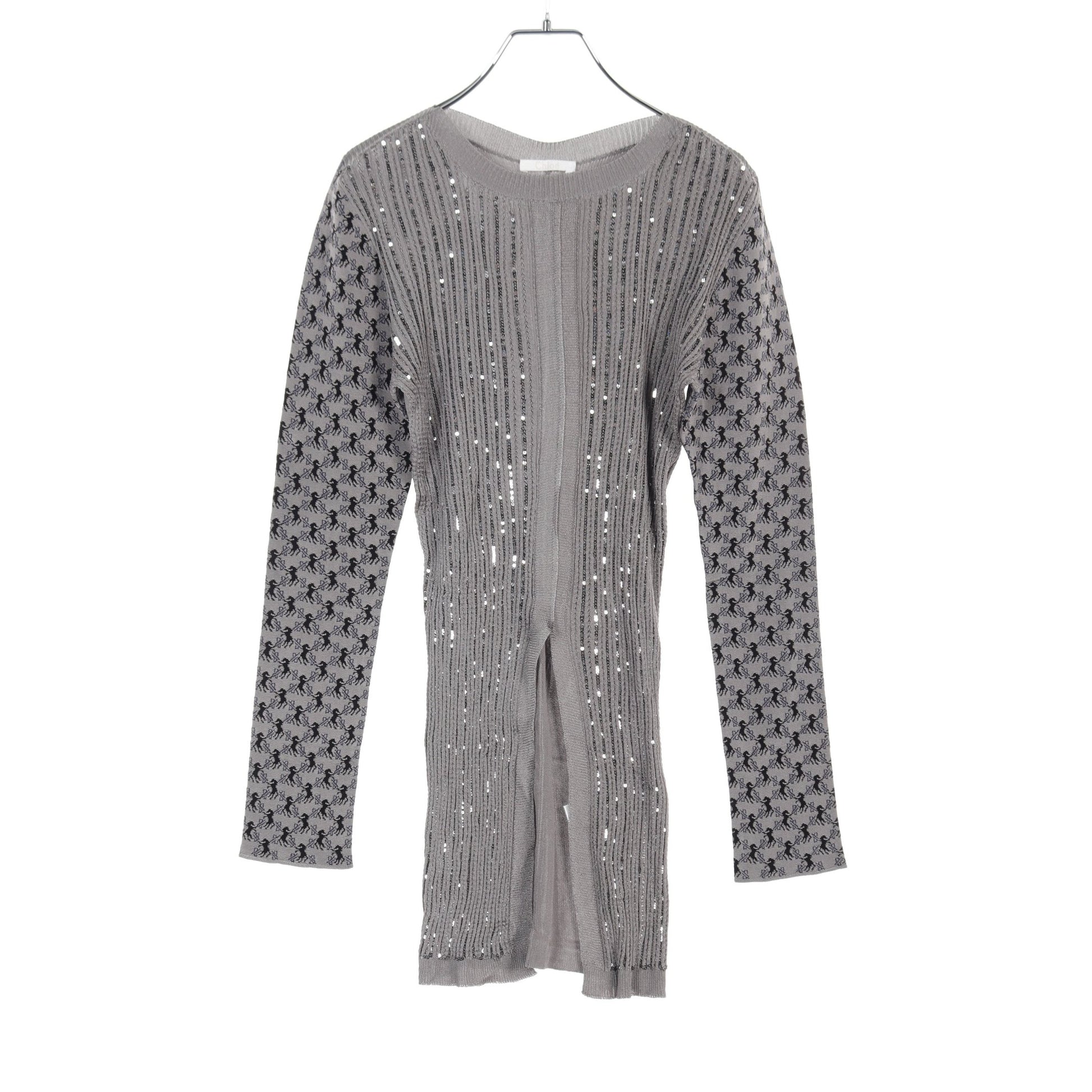 ロング ニット 馬柄 グレー ブラック ネイビー スパンコール クロエ トップス Chloe