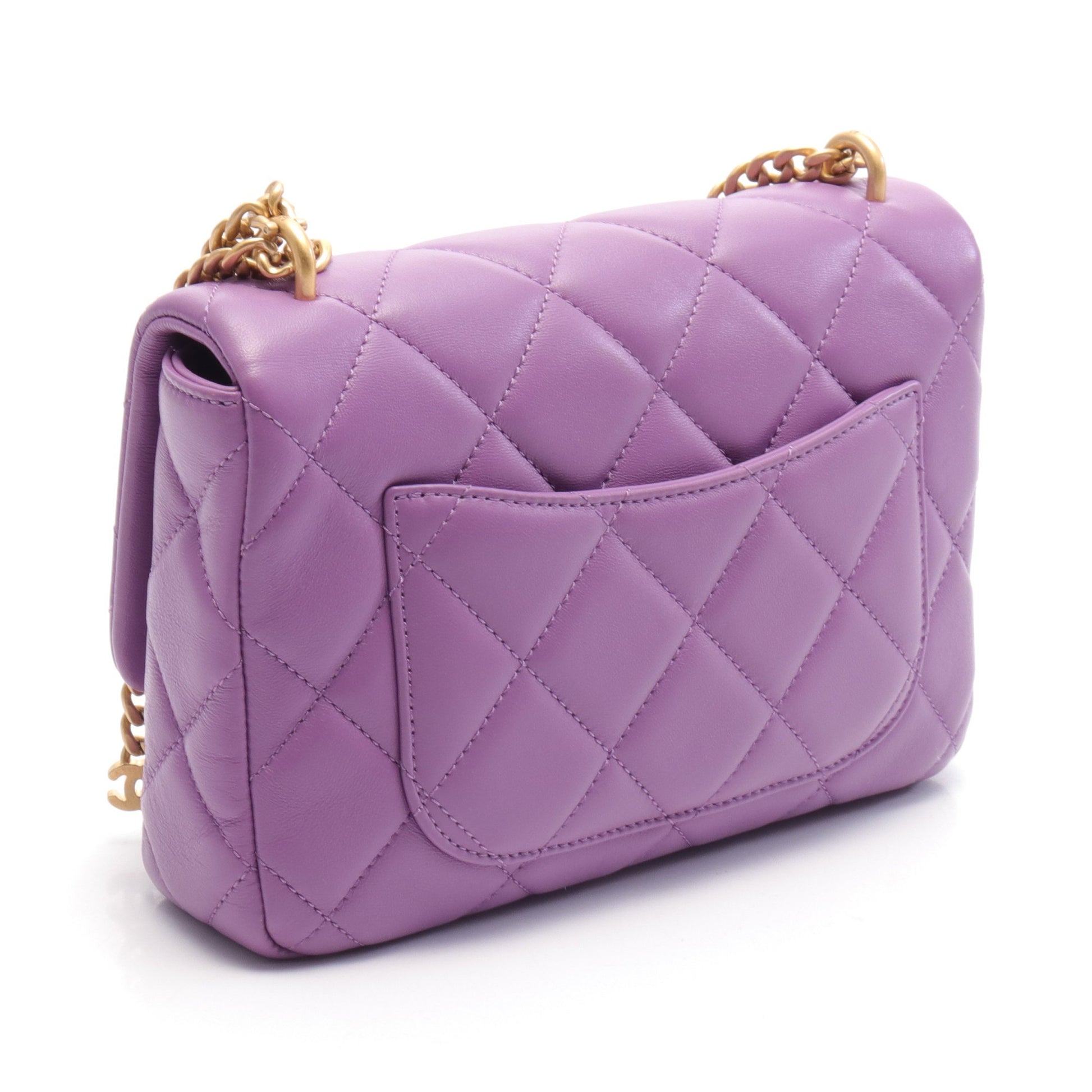 マトラッセ チェーンショルダーバッグ ラムスキン パープル ゴールド金具 シャネル バッグ CHANEL