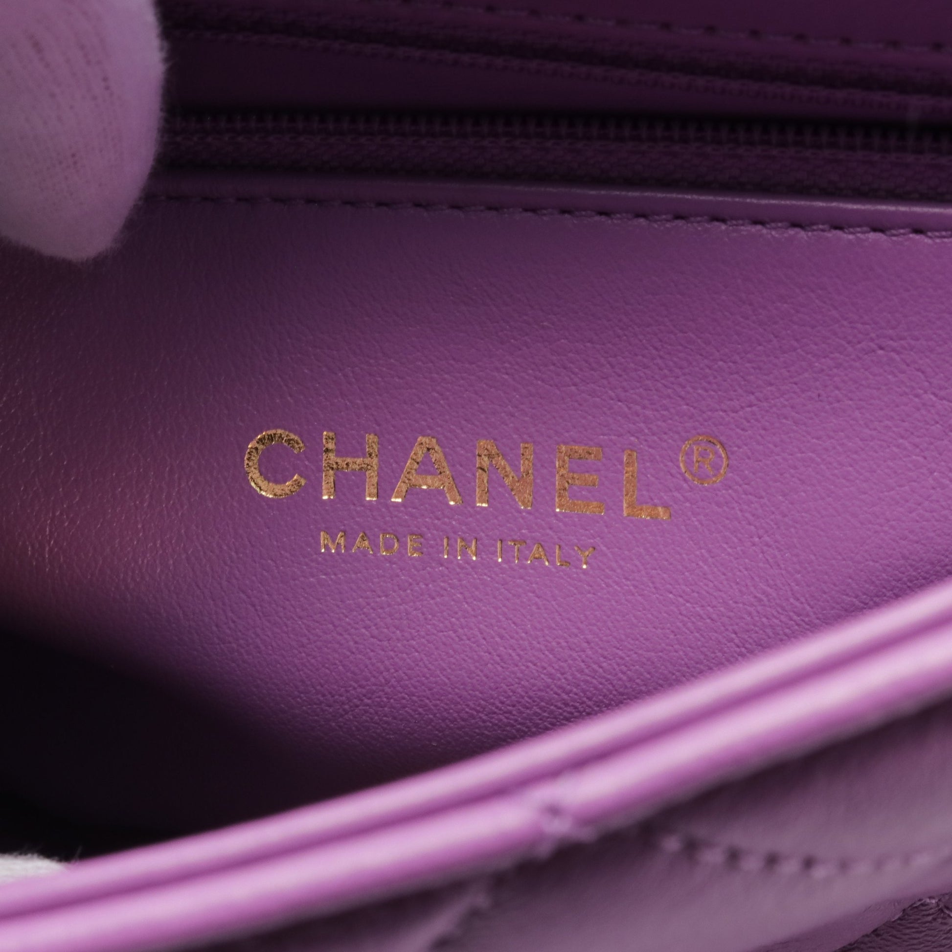 マトラッセ チェーンショルダーバッグ ラムスキン パープル ゴールド金具 シャネル バッグ CHANEL