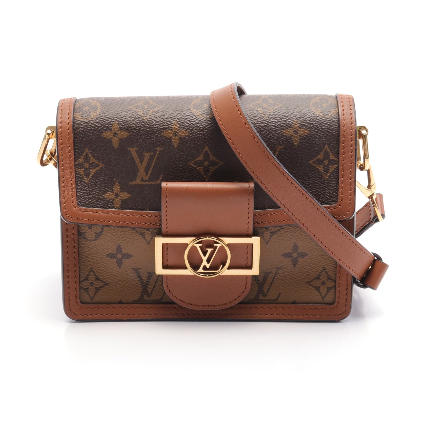 ドーフィーヌ MINI モノグラムリバース ショルダーバッグ PVC レザー ブラウン ベージュ ルイヴィトン バッグ LOUIS VUITTON
