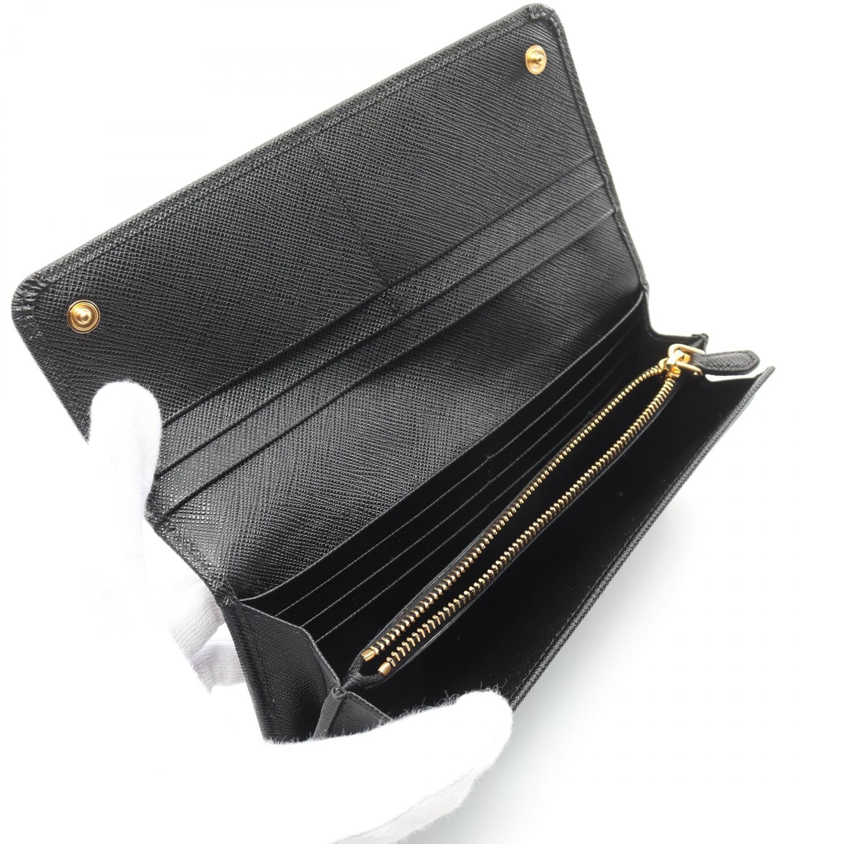 SAFFIANO METAL 二つ折り長財布 サフィアーノレザー ブラック プラダ  