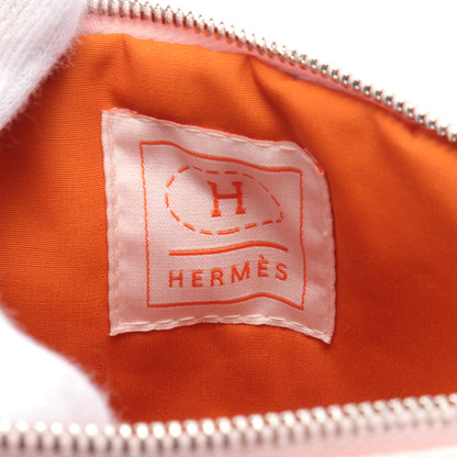 ボリードポーチ15 ミニミニ ポーチ キャンバス レザー ライトピンク ブラウン シルバー金具 エルメス 財布・小物 HERMES