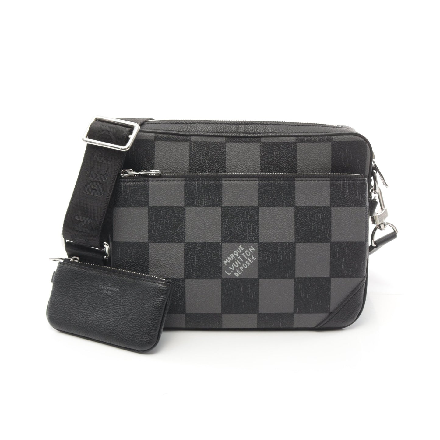 LV フォール トリオ メッセンジャー ダミエパターン ショルダーバッグ PVC レザー ブラック ルイヴィトン バッグ LOUIS VUITTON