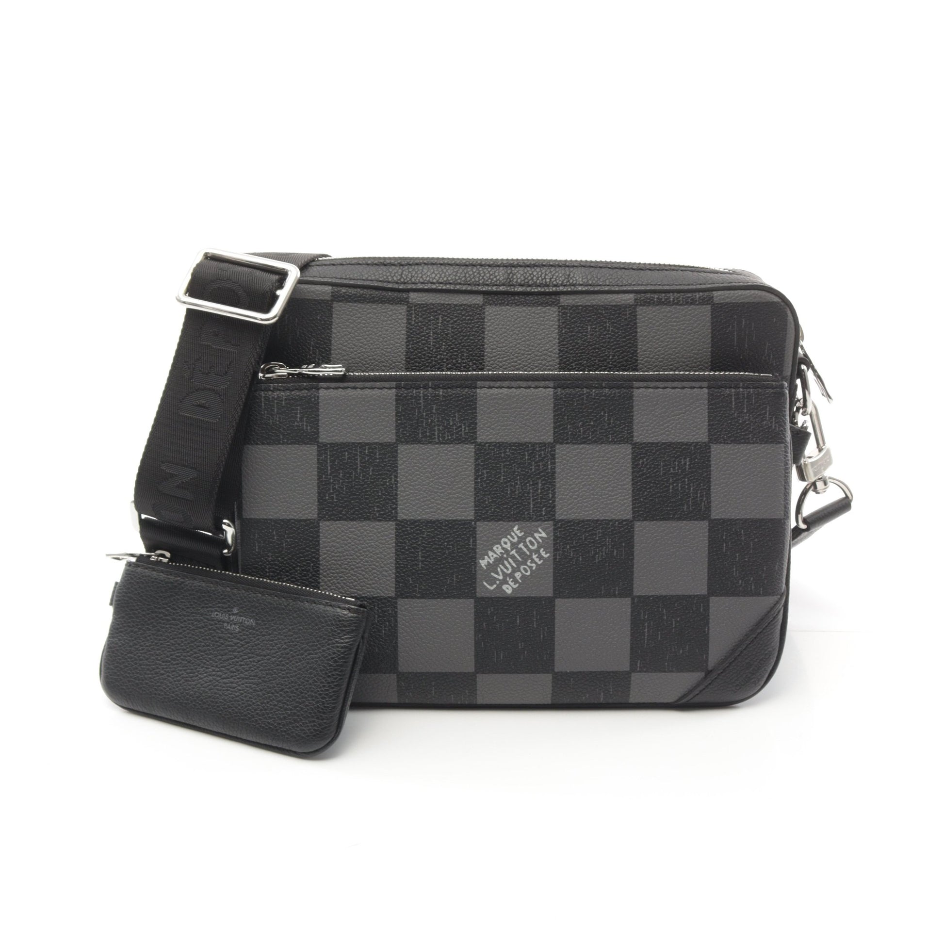 LV フォール トリオ メッセンジャー ダミエパターン ショルダーバッグ PVC レザー ブラック ルイヴィトン バッグ LOUIS VUITTON