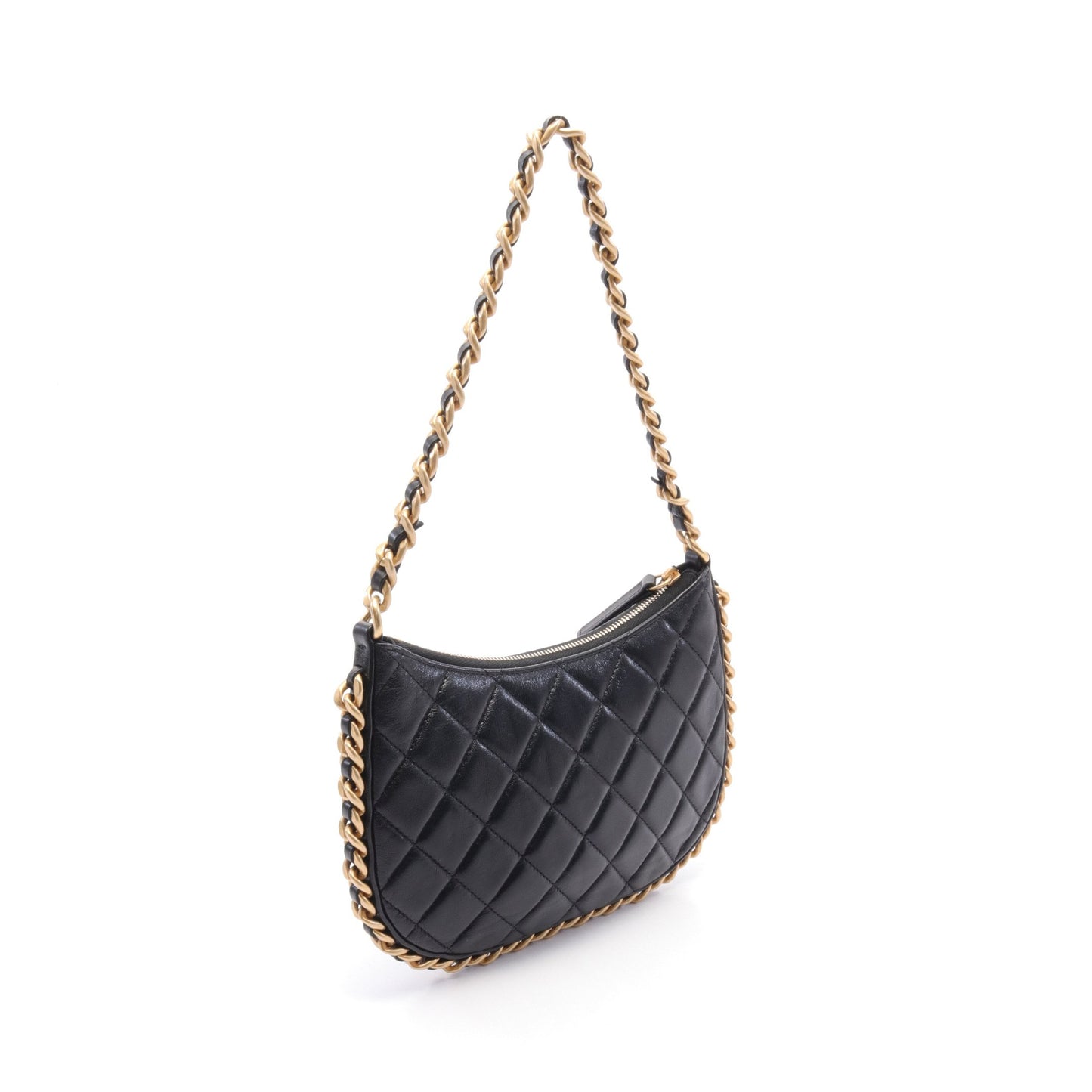 マトラッセ チェーンショルダーバッグ レザー ブラック ゴールド金具 シャネル バッグ CHANEL