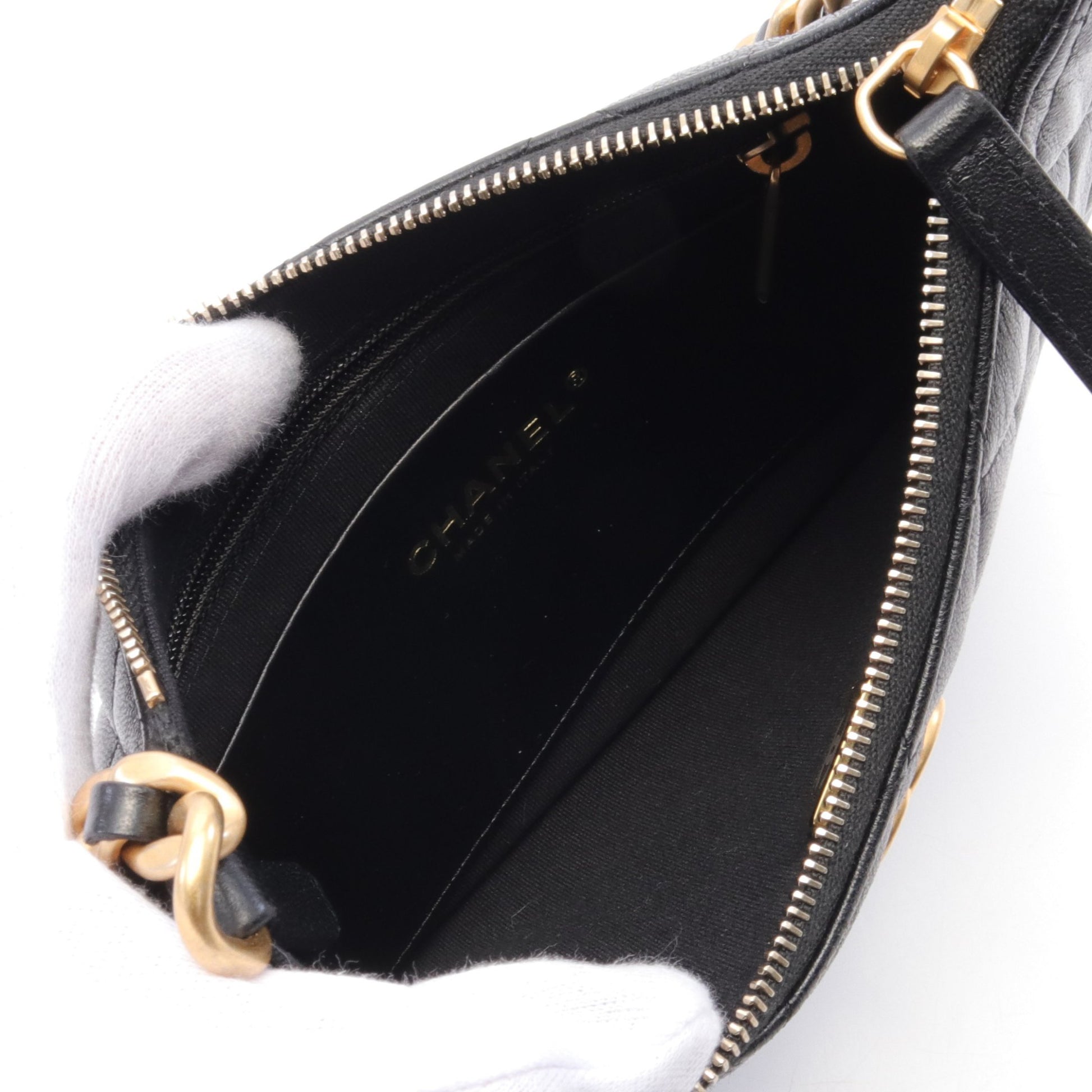 マトラッセ チェーンショルダーバッグ レザー ブラック ゴールド金具 シャネル バッグ CHANEL