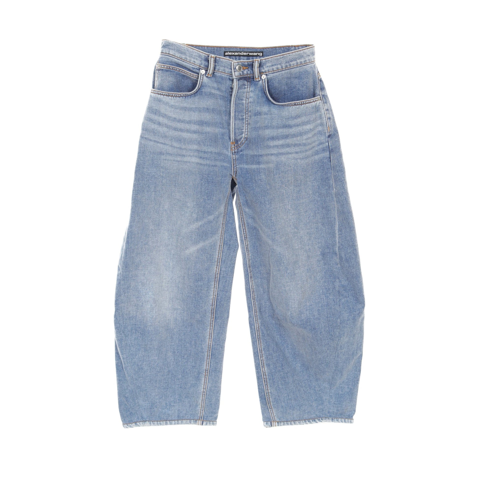 デニムパンツ ワイドパンツ コットン インディゴブルー ボタンフライ  