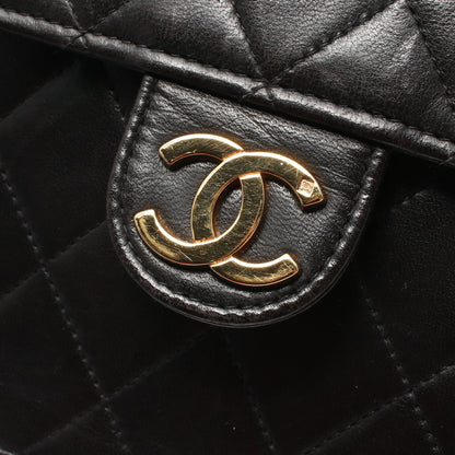マトラッセ チェーンショルダーバッグ ラムスキン ブラック ゴールド金具 プッシュロック シャネル バッグ CHANEL