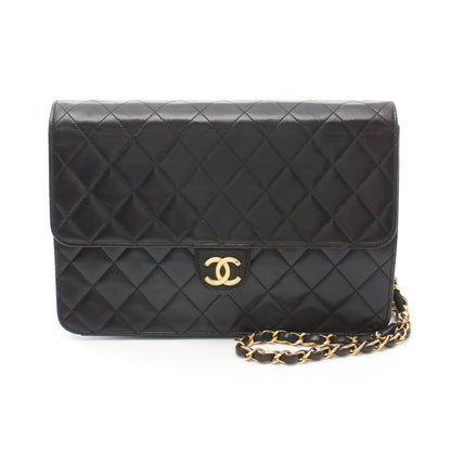 マトラッセ チェーンショルダーバッグ ラムスキン ブラック ゴールド金具 プッシュロック シャネル バッグ CHANEL