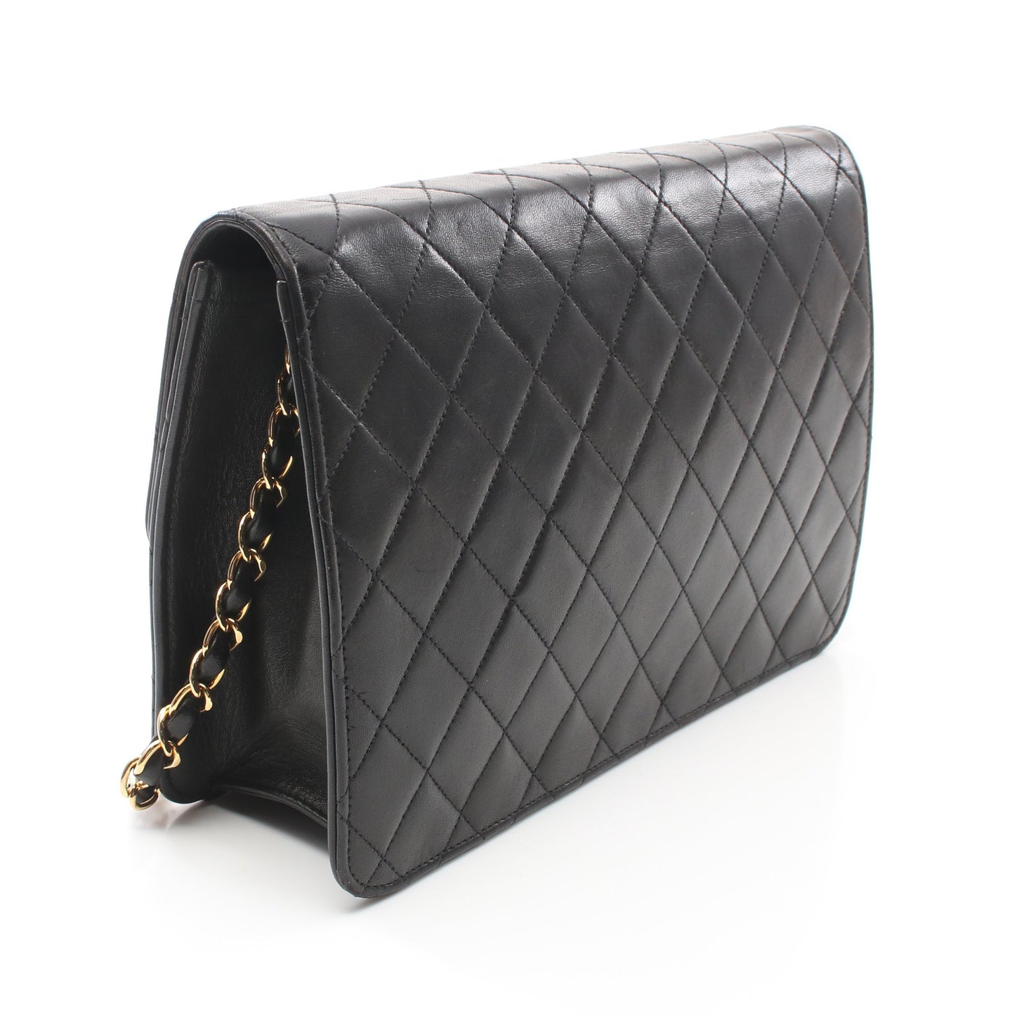 マトラッセ チェーンショルダーバッグ ラムスキン ブラック ゴールド金具 プッシュロック シャネル バッグ CHANEL