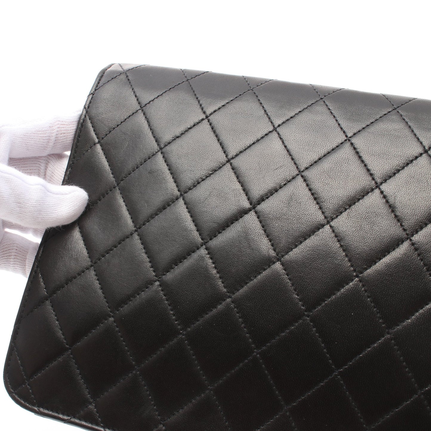 マトラッセ チェーンショルダーバッグ ラムスキン ブラック ゴールド金具 プッシュロック シャネル バッグ CHANEL