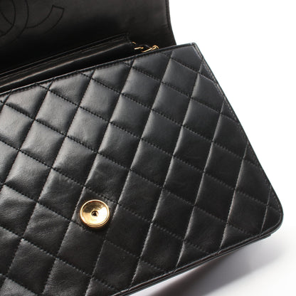 マトラッセ チェーンショルダーバッグ ラムスキン ブラック ゴールド金具 プッシュロック シャネル バッグ CHANEL