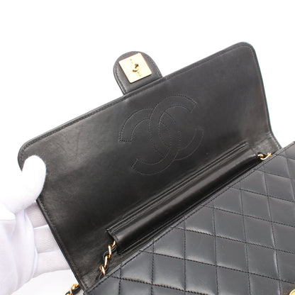 マトラッセ チェーンショルダーバッグ ラムスキン ブラック ゴールド金具 プッシュロック シャネル バッグ CHANEL