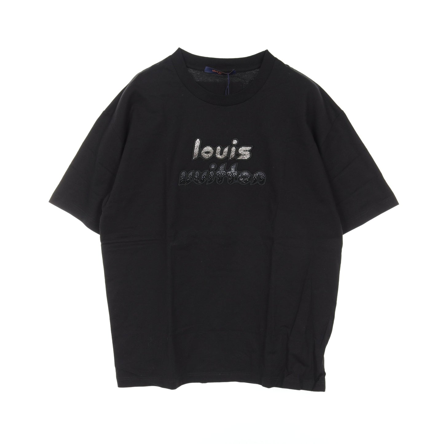 Tシャツ クルーネック ロゴ コットン ブラック ビーズ ルイヴィトン トップス LOUIS VUITTON