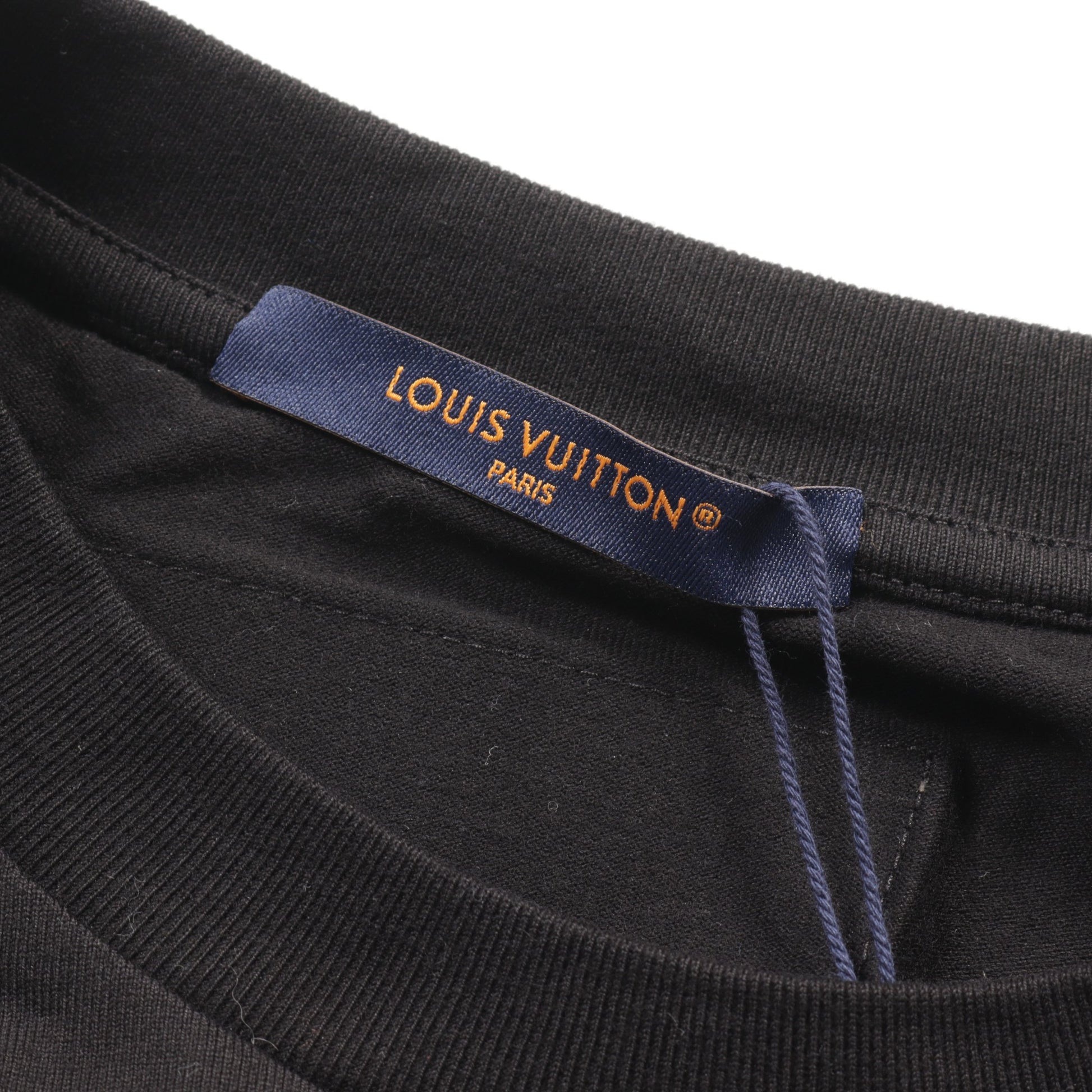 Tシャツ クルーネック ロゴ コットン ブラック ビーズ ルイヴィトン トップス LOUIS VUITTON