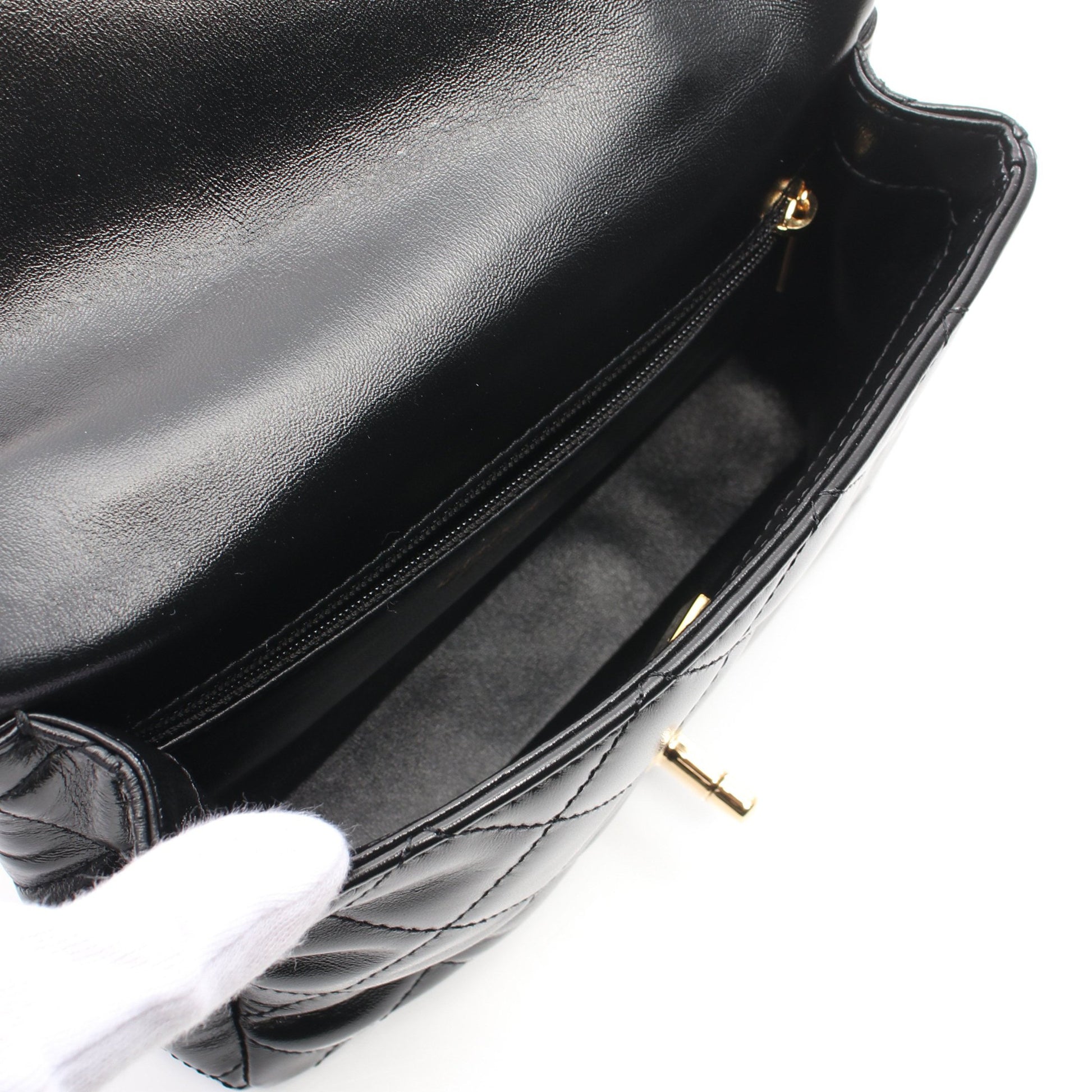 マトラッセ トップハンドル チェーンショルダーバッグ レザー ブラック ゴールド金具 2WAY シャネル バッグ CHANEL