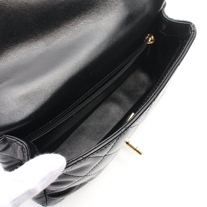 マトラッセ トップハンドル チェーンショルダーバッグ レザー ブラック ゴールド金具 2WAY シャネル バッグ CHANEL